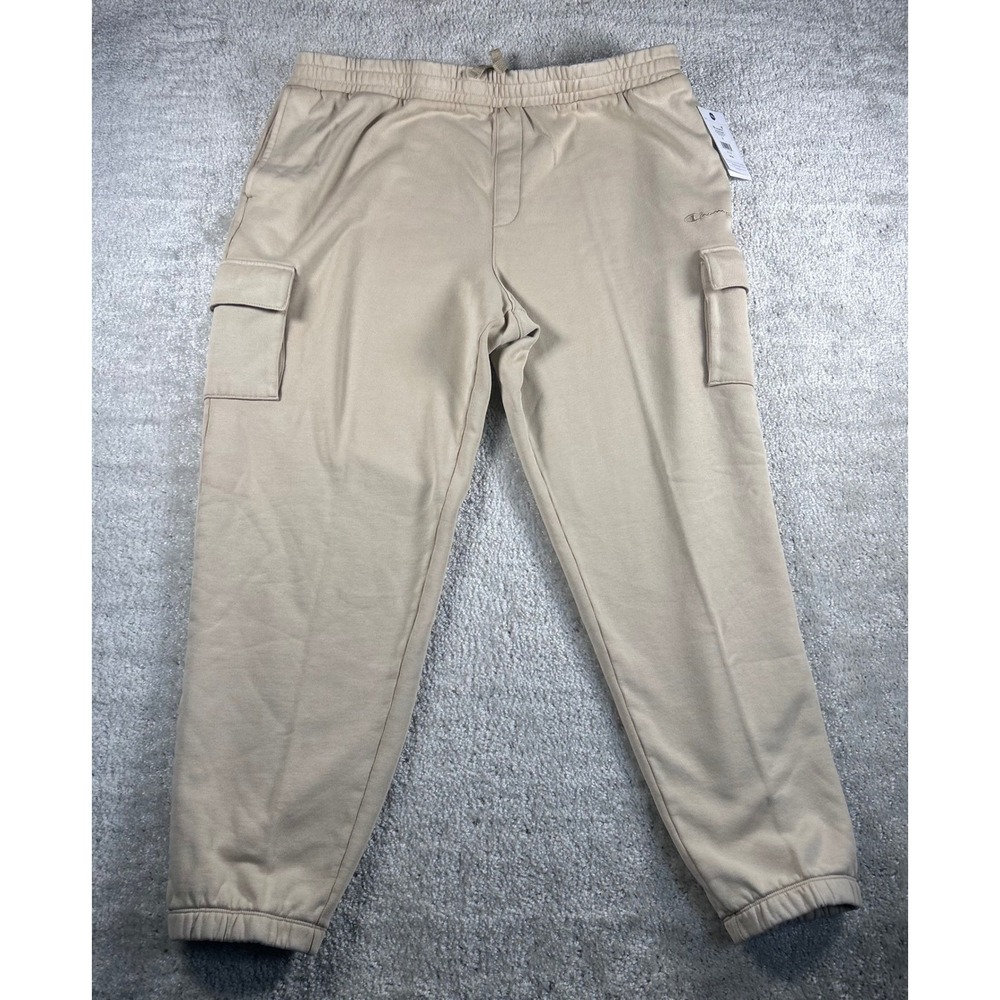 Champion Women Voluminous Cargo Pants Irish Cream Beige Fleece Joggers 1X NEW